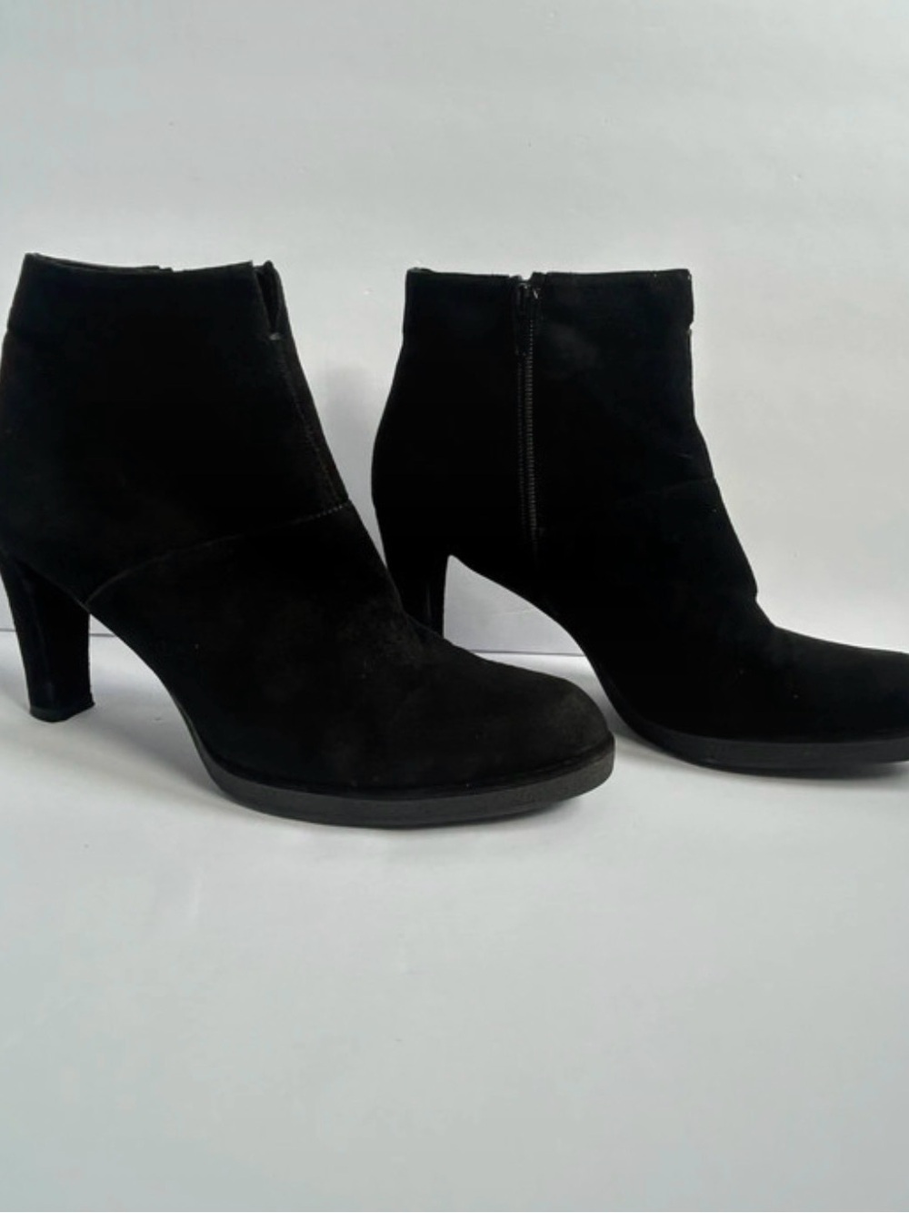 Stuart Weitzman Black Suede Ankle Booties with 3 inch heel